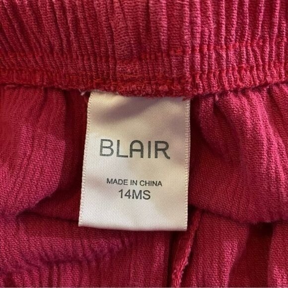 Vtg 90s Y2K Blair Casual Pull-On Crinkle Cropped Tapered Pant Hot Pink 14MS - Picture 4 of 4